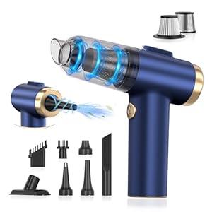 Handheld Car Vacuum Cleaner, 2in1 Portable Mini Car Vacuum Cleaner,21000Pa High Power & Air Duster, Handheld Vacuum Cordless with LED Light and MultiNozzles for Car,Home,Office,Pet(Blue)