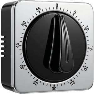 Searon Kitchen Timers for Cooking, Mechanical Wind Up Timer with Loud Ring, Magnetic Back, No Battery Needed, Stainless Steel Countdown Timer for Cooking and Baking