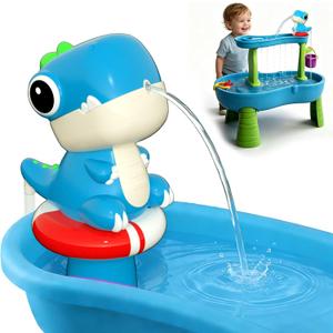 Dinosaur Water Table Pump Continuous Flow – Battery Powered Rechargeable Water Pump - Water Table Accessories (Blue)