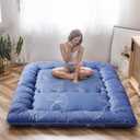 MAXYOYO Leaf Printed Japanese Futon Floor Mattress, Thicken Sleeping Pad Floor Bed Roll Up Camping Guest Mattress Folding Couch Bed, Full Size