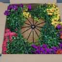 HyeFlora Artificial Faux Hanging Plants Flowers Basket for Summer Outdoor Outside Decoration, Fake Silk UV Sun Resistant Look Real Colorful Daisy Eucalyptus for Porch Home Patio Balcony Yard