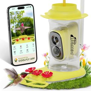 Smart Hummingbird Feeder with Camera Solar Powered, AI Identify, Instant Notification, Leakproof & Ant Moat, Outdoors Hanging, Idea Gift for Bird Lovers (20 oz)