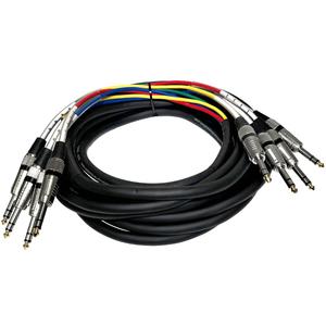 SASRT-4x25-4 Channel 25 Foot 1/4 Inch TRS Snake Cable - Pro Audio TRS Fantail to Fantail Cable Snake