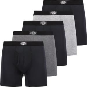 Dickies 5 Pack Mens Boxer Briefs With Pouch, Moisture Wicking Performance Underwear For Men L