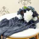 2 PCS 13Ft Table Runner for Wedding, Cotton Cheesecloth Table Runner Linen Table Runners Gauze Table Runners Bridal Party Decor Wedding Table Decor (Blue)