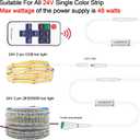 24V LED Power Supply with Dimmer Switch, 48W 24V DC Power Supply for 24 Volt Single Color LED Strip Lights