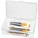 ZEXALOR Clear Plastic Storage Bin with Lid, Organizer for Pantry, Office, Bathroom, Kitchen, Snack, Tea Bag, Coffee Container (Small)