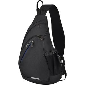 mixi Sling Bag Men Backpack Unisex One Shoulder Bag Hiking Travel Backpack Crossbody with USB Port for Men Women Versatile Casual Daypack-20 inch,Black