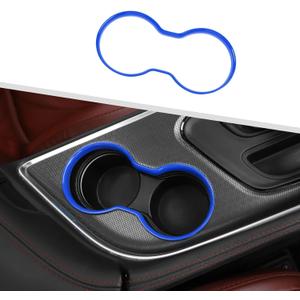 JeCar Front Cup Holder Cover Trim Interior Accessories Compatible with 2015-2020 Dodge Challenger (Blue)