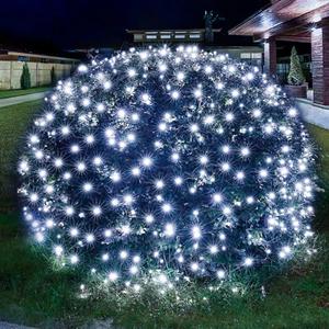 Dirnun Led Christmas Net Lights White Outdoor Christmas Lights 160LED 5ftx7ft, Waterproof Outdoor Indoor Fairy Mesh Net Light for Xmas Party, Yard, Patio, Trees, Shrubs, Bushes Decorations