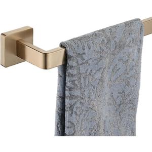 JQK Champagne Bronze Towel Bar, 12 Inch 304 Stainless Steel Thicken 0.8mm Towel Rack Bathroom, Towel Holder Wall Mount, Total Length 14.41 Inch, TB250L12-CB