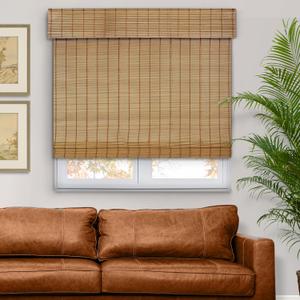 CHICOLOGY Bamboo Roman Shades - Designer Eco-Friendly Light Filtering Window Blinds, Ideal for Home & Patio, Premium Quality, 34" W x 64" H, Butternut