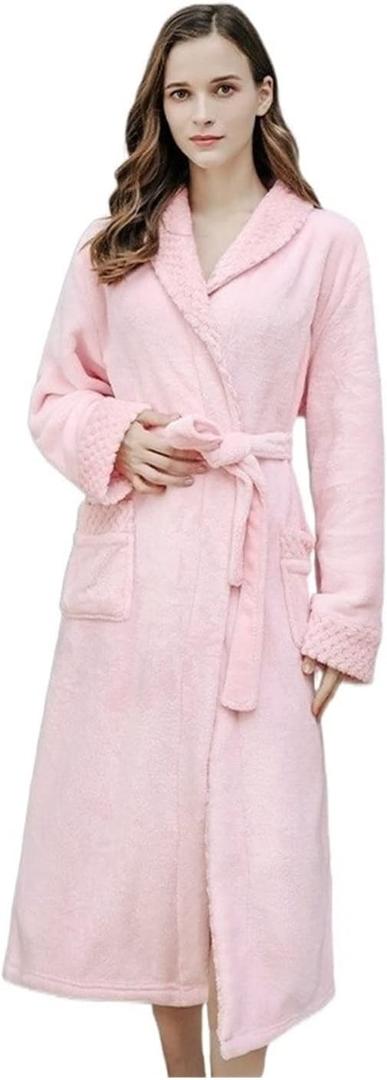 Fuzzy Robe Autumn and Winter Long Coral Velvet Thickened Bathrobe, Couples Flannel Men's Pajamas Winter Home Clothes Bathrobe (Color : G, Size : Medium)
