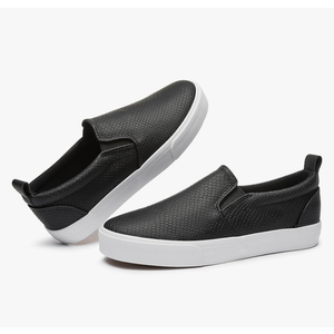 TUOPIN Womens Synthetic Leather Slip On Shoes,Padded Collar Slip on Sneakers for Women,Casual Loafers Walking Shoes Size 9