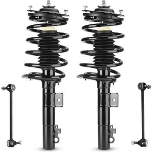 Front Struts Shocks w/Coil Spring & Sway Bar Links for 1996-2007 Ford Taurus / 1996-2005 Mercury Sable, Absorber Assembly Replace 171615 K8734 K8735 (4pc) 1997 1998 1999 2000 2001 2002 2003 2004 2006