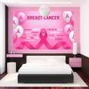 8x6ft Breast Cancer Awareness Backdrop Decorations Pink Ribbon Hope Survivor Banner Background Charity Activities Fundraising Gathering Photography Party Supplies