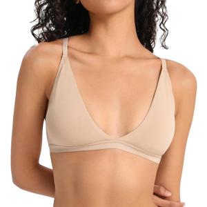 INIBUD Bralettes for Women Triangle Padded Bralette Deep V Seamless Bras No Underwire Comfortable Wireless Everyday (Large)