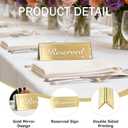 6 Pcs Mirrored Gold Reserved Table Signs, 6" x 2" Double-Sided Acrylic Table Tent Cards for Wedding, Restaurant, Banquet, Ceremony, Party, Events