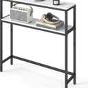 VASAGLE Console Table, 2-Tier Narrow Sofa Table with 2 Shelves, 7.9 x 31.5 x 31.5 Inches, for Living Room, Hallway, Entryway, Marble White and Ink Black ULNT130W59V1