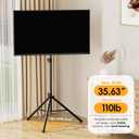 Portable Tripod TV Stand for 25 to 65, 70-inch Television with 15Tilt, 5 Pillar Height, Dual Safety Pins, Tall Tvstand Maxi Load 110 lbs, for Bedroom, Living Room and Outdoors, Black