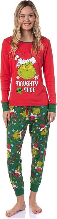 Dr. Seuss How GRINCH Stole Christmas Lights Matching Pajama (X-Small, Womens)