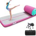 Estgora Gymnastics Mat For Tumbling 10ft Mat Inflatable, 4 Inch Air Tumble Track Air Roller Gymnastic Training Equipment for Kids Home Use Gym Cheerleading with Electric Pump