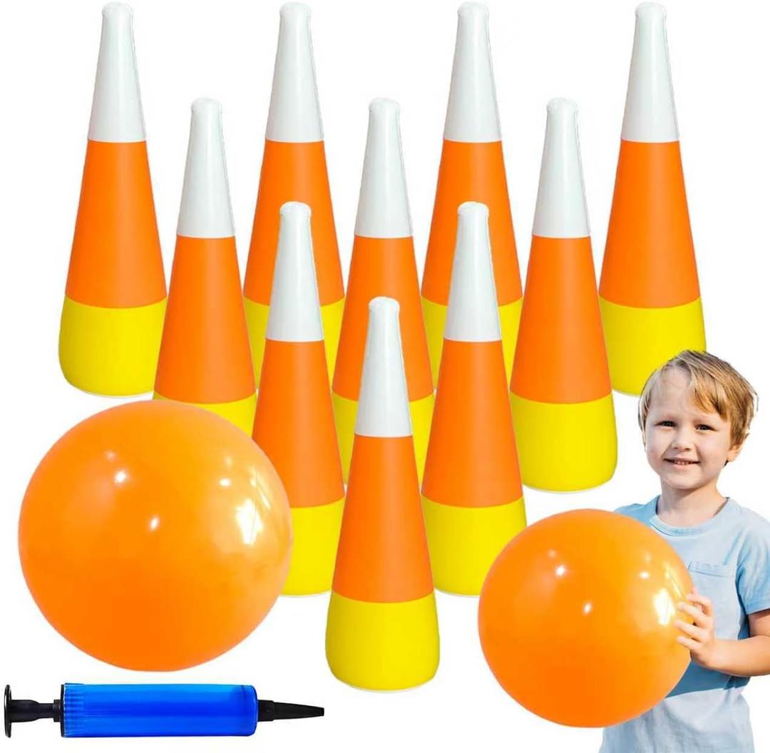 13 Pcs Fall Inflatable Bowling Set - 10Pcs 21.5inch Candy Corn Pins with 2pcs 13.8inch Pumpkin Bowling Balls Indoor Outdoor for Fall Thanksgiving Halloween Carnival Festival Party Game Supplies 13 Pcs Fall Inflatable Bowling Set - 10Pcs 21.5inch Candy Corn Pins with 2pcs 13.8inch Pumpkin Bowling Balls Indoor Outdoor for Fall Thanksgiving Halloween Carnival Festival Party Game Supplies