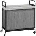 STORAGE MANIAC Rolling Laundry Hamper with Wheels 3-Section Laundry Sorter Rolling Laundrys Basket on Wheels with Removable Bag Clothes Hamper Laundrys Organizer Cart Bathroom Bedroom 120L Grey