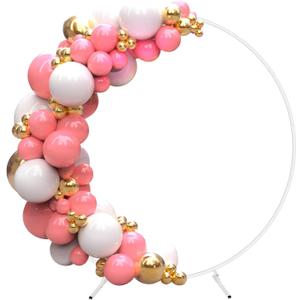 6.6ft Round Backdrop Stand, Stable Circle Balloon Arch Frame, Metal Circle Arch Stand for Wedding Birthday Party Baby Shower Decoration(White)