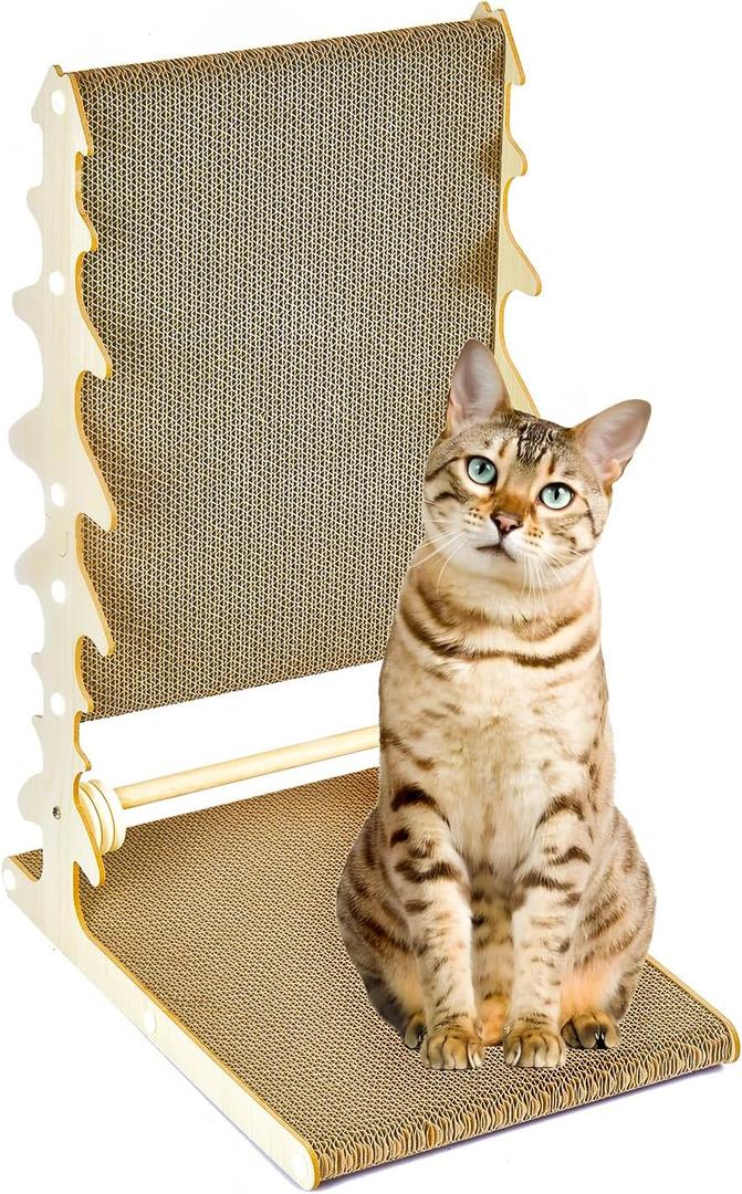 Monday To Sunday® Cat Scratch Pad, CardboardL Shape Vertical CatScratchers for Indoor Cats, Scraching Cardboard Large Size, Indoor Cat Post(Fishbone)