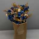 Artificial Flowers,2 Packs of Artificial Roses.24 Little Rose Silk Flowers. Plastic Flowers,Plants for Home Hotel Wedding Christmas Tables Decorations.Cemetery Flowers Dark Blue