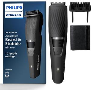 Philips Norelco Beard Trimmer and Hair Clipper - Cordless Grooming, Rechargeable, Adjustable Length, Beard Trimmer and Hair Clipper - No Blade Oil Needed - BT3230/41 (Black)