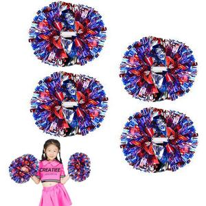 4Pcs Metallic Cheerleading Pom Poms, Creatiee 2 Pair Cheerleader Cheering Squad Pompoms for School Sports Dance Games Team Spirit Cheer
