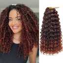 GoGo Curl Crochet hair 14inch Beach Curl Crochet hair Bohemian Crochet Braids Reddish Brown Deep Wave Braiding hair Extensions (7Packs,1B/350)