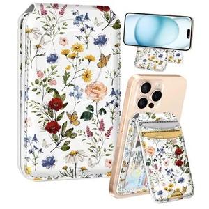 Shorogyt Compatible with Magsafe Wallet Magnetic Card Holder -Vintage Flower Phone Wallets for Women Girls Cute Pattern for iPhone 16/15/14/13/12 Series Slim for Apple Mag RFID Magnet, Fit 3 Cards