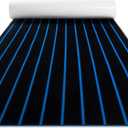 Fullfire Boat Flooring - EVA Foam Boat Decking - Faux Teak Marine Mat Self-Adhesive Marine Carpet for Motorboat RV Yacht Kayak 94" x 47"/35"/16" (Black With Blue Lines)
