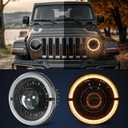 DWVO 2pcs Projector 7 Inch LED Headlights Compatible with 2007-2018 Wrangler JK JKU,1997-2006 Wrangler TJ, 2004-2006 Wrangler LJ Unlimited, Headlamp with DRL Turn Signal Black Housing