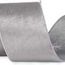 Ribbli Velvet Wired Ribbon 4 Inch Silver Velvet with Silver Glitter Christmas Ribbon for Christmas Tree Decoration Big Bow Gift Wrapping Crafts Wreaths Supplies - 10 Yards