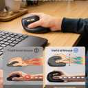 Ergonomic Vertical Wireless Mouse, 57 Natural Handshake for Wrist Pain Relief, Rechargeable 2.4G USB Computer Mouse, Quiet Click, 800/1200/1600 DPI, for Laptop PC Mac, Small/Medium Hands (Black)