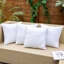 EMEMA Pack of 4 Outdoor Pillow Inserts Waterproof Throw Pillow Premium Fluffy Decorative Cushion Square Inner Soft for Patio Furniture Garden Sleeping Bed Couch Sofa Bedroom 12x12 Inch 30x30 cm
