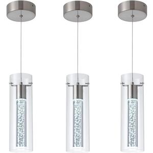 3-Pack Modern Pendant Lighting Satin Nickel,24W Light Chandelier with LED Bulb, Updated Housing and Bubble Kitchen Light for Kitchen,Dining Room,Living Room,Corridor and Restaurant, 6000K