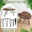 Novabright Monstera Leaf Short Plant Stand Small Wooden Plant Stool Stand Risers Pedestal Display Decorative for Flower Indoor Outdoor Rustic Farmhouse Table Balcony Home Office Bedroom Decor