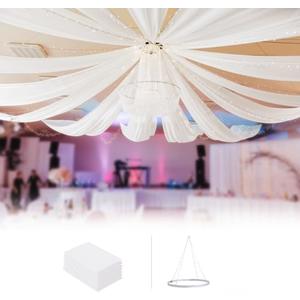 boldworks Ceiling Drapes Hanging Kit for Weddings Tent Bedroom Draping Parties Decoration White Fabric Includes Hoop Ring Set 5ft x 10ft Pack of 6 White