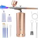 Airbrush Kit With Compressor - 48PSI Rechargeable Cordless Non-Clogging High-Pressure Air Brush Set with 0.3mm Nozzle and Cleaning Brush Set for Nail Art, Makeup, Painting, Cake Decor