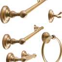 SENTO ROBIKI Gold Bathroom Accessories Set, Bath Hardware, Includes Robe Hook, Toilet Paper Holder, Towel Ring, 18 & 24 Towel Bar, Duty Metal Bath Hardware Set Wall Mounted (5-Piece, Satin Brass)