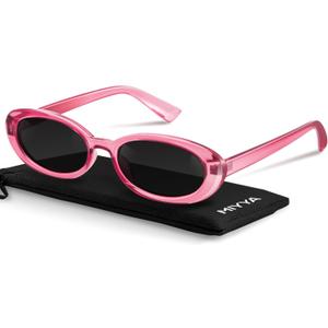 miyya Trendy Polarized Sunglasses Women, Oval Sunglasses for Women Men, Retro Sun Glasses for Women 2024, UV Protection (Rose/Black)