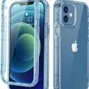 Lifedance New for iPhone 12/12 Pro Case, Full-Body Rugged Protective Case with Built-in Screen Protector, 10 FT Military Grade Drop Protection Heavy Duty Shockproof Phone Case, Clear Blue