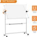 VIZ-PRO Double-Sided Magnetic Mobile Whiteboard, 48 x 36 Inches, Aluminium Frame and Stand