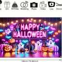 Halloween Banner 71x43 Inch Neon Ghost Pumpkin Backdrop Indoor Outdoor Trick or Treat Party Decoration Wall Hanging Spooky Glow Theme for Fence Room Porch Photo Booth