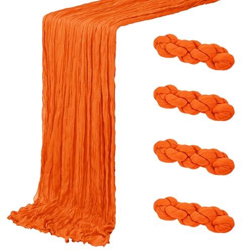 ACSUIT 2 Pack Orange Cheesecloth Table Runner 20 x 120 inch Gauze Table Runners 10 FT Long,Semi Sheer Cheese Cloth Fabric Table Runner Bulk for Wedding,Party,Baby Shower,Bridal Shower Decoration
